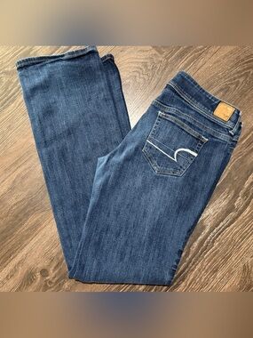 American Eagle Slim Boot Jeans Women’s Size 10 Long Dark Wash Stretch Denim